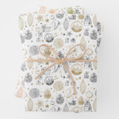 Rustieke Kerst Wrapping Papier Blad Set van 3 Inpakpapier Vel (In situ)