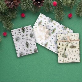 Rustieke Kerst Wrapping Papier Blad Set van 3 Inpakpapier Vel