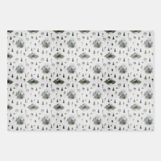 Rustieke Kerst Wrapping Papier Blad Set van 3 Inpakpapier Vel (Voorkant 3)