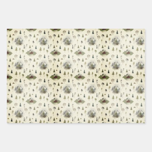 Rustieke Kerst Wrapping Papier Blad Set van 3 Inpakpapier Vel (Voorkant 2)