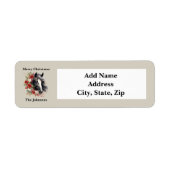 Rustieke Kerst Zwarte Paard Rode Krans Etiket (Voorkant)