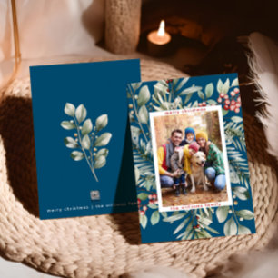 Rustieke Kerstbessen Groet Foto Feestdagenkaart