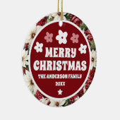 rustieke kerstbloemen bladeren keramisch ornament (Rechts)