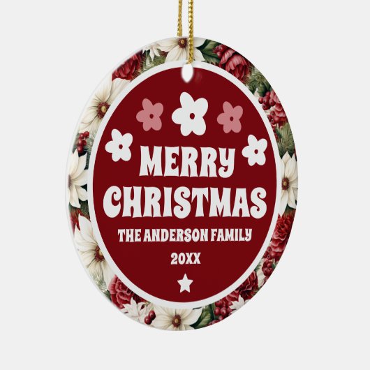  rustieke kerstbloemen bladeren keramisch ornament (Rechts)
