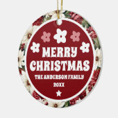 rustieke kerstbloemen bladeren keramisch ornament (Links)