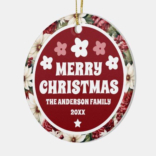  rustieke kerstbloemen bladeren keramisch ornament (Links)