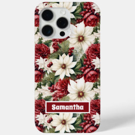  rustieke kerstbloemen bladeren patroon iPhone 15 pro max hoesje