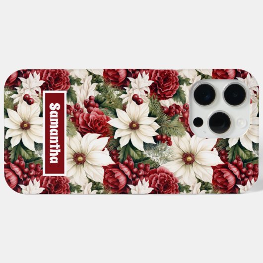  rustieke kerstbloemen bladeren patroon Case-Mate iPhone case (Achterkant (horizontaal))