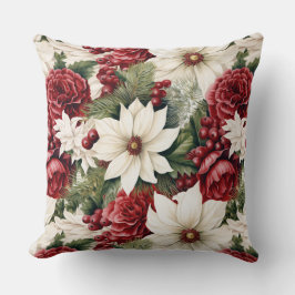  rustieke kerstbloemen bladeren patroon kussen