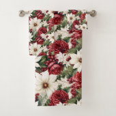  rustieke kerstbloemen bladeren Pattern Bad Handdoek (Insitu)