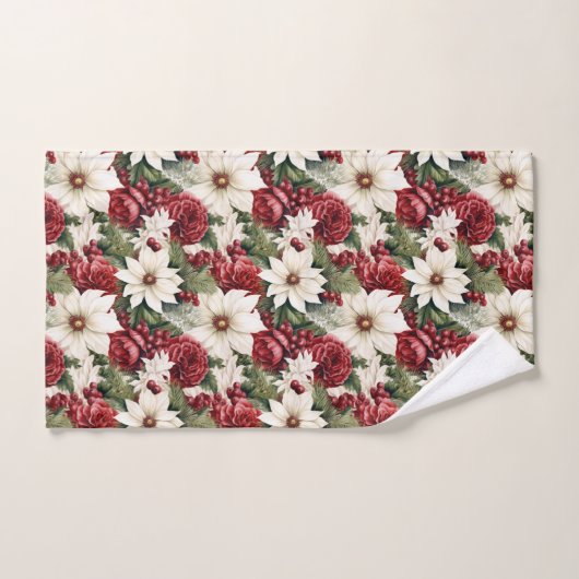  rustieke kerstbloemen bladeren Pattern Bad Handdoek (Handdoek)