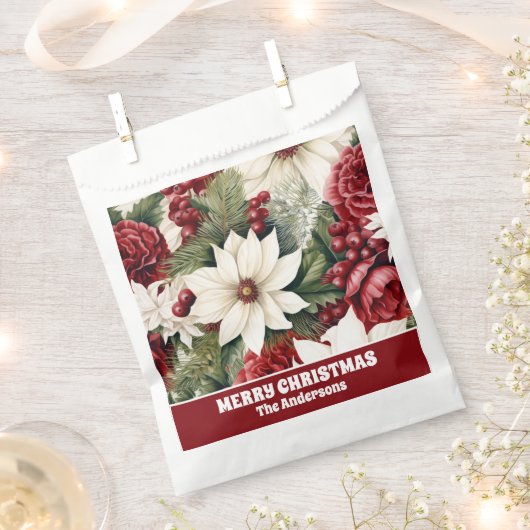  rustieke kerstbloemen bladeren Pattern Bedankzakje (Geknipt)