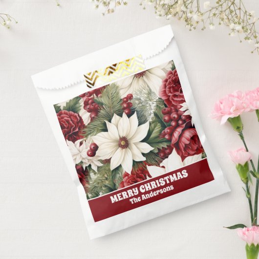 rustieke kerstbloemen bladeren Pattern Bedankzakje (Gezegeld)