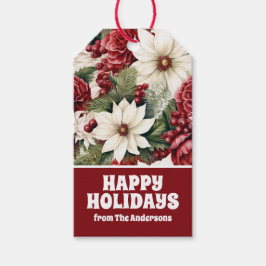 rustieke kerstbloemen bladeren Pattern Cadeaulabel