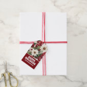 rustieke kerstbloemen bladeren Pattern Cadeaulabel (Met Touw)