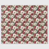  rustieke kerstbloemen bladeren Pattern Cadeaupapier (Vlak)