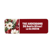  rustieke kerstbloemen bladeren Pattern Etiket (Voorkant)