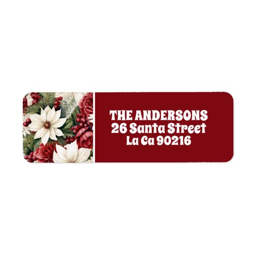  rustieke kerstbloemen bladeren Pattern Etiket (Voorkant)