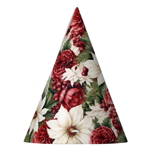 rustieke kerstbloemen bladeren Pattern Feesthoedjes (Links)