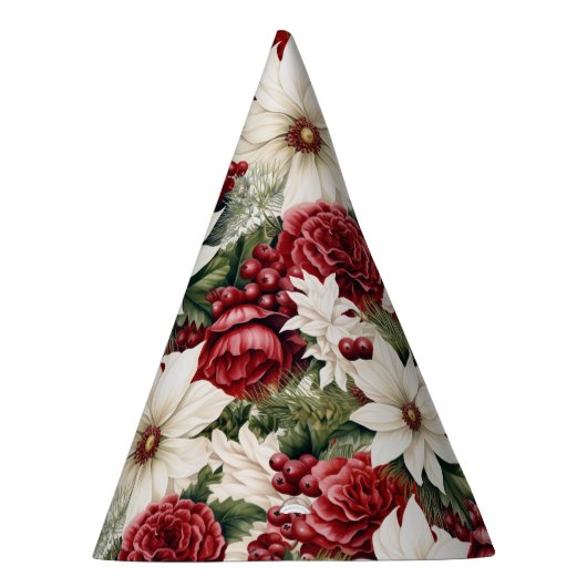 rustieke kerstbloemen bladeren Pattern Feesthoedjes (Rechts)