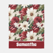  rustieke kerstbloemen bladeren Pattern Fleece Deken (Voorkant)