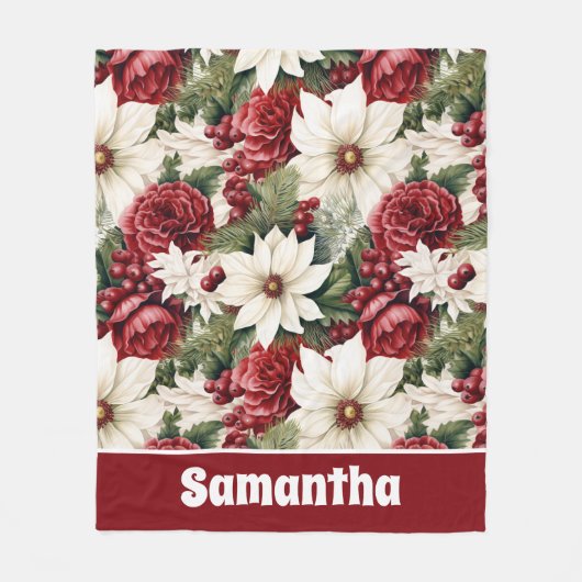  rustieke kerstbloemen bladeren Pattern Fleece Deken (Voorkant)