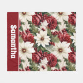  rustieke kerstbloemen bladeren Pattern Fleece Deken (Voorkant (Horizontaal))