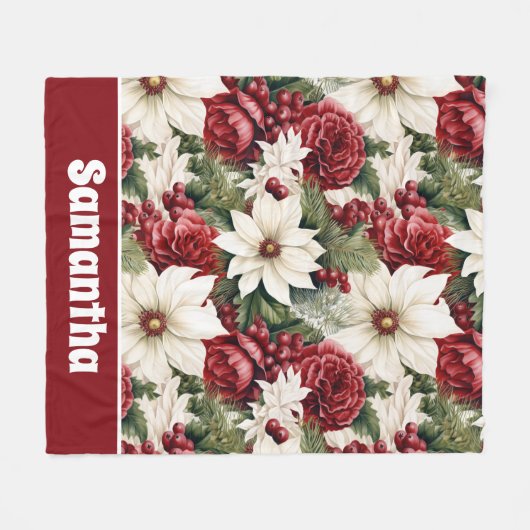  rustieke kerstbloemen bladeren Pattern Fleece Deken (Voorkant (Horizontaal))