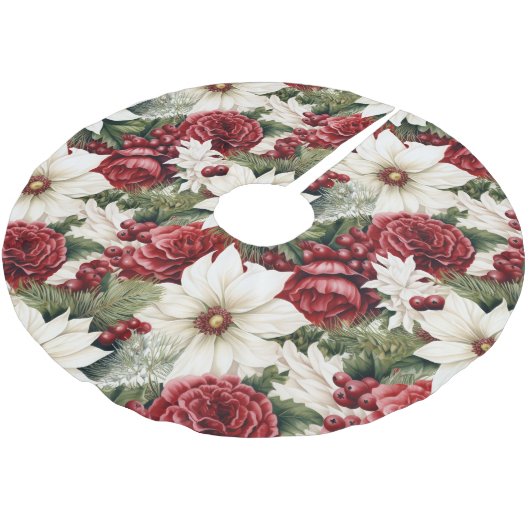  rustieke kerstbloemen bladeren Pattern Kerstboom Rok (Gekanteld)
