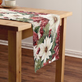  rustieke kerstbloemen bladeren Pattern Korte Tafelloper (Voorbeeld)