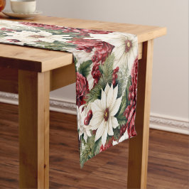  rustieke kerstbloemen bladeren Pattern Korte Tafelloper