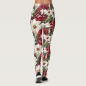  rustieke kerstbloemen bladeren Pattern Leggings (Achterkant)
