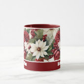  rustieke kerstbloemen bladeren Pattern Mok (Midden)