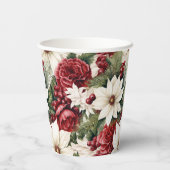  rustieke kerstbloemen bladeren Pattern Papieren Bekers (Achterkant)