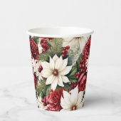  rustieke kerstbloemen bladeren Pattern Papieren Bekers (Links)