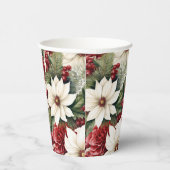  rustieke kerstbloemen bladeren Pattern Papieren Bekers (Rechts)