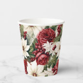  rustieke kerstbloemen bladeren Pattern Papieren Bekers (Voorkant)