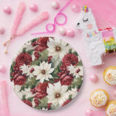  rustieke kerstbloemen bladeren Pattern Papieren Bordje (Feest)