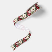 rustieke kerstbloemen bladeren Pattern Satijnen Lint (Achterkant)