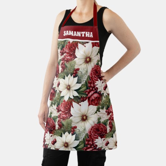  rustieke kerstbloemen bladeren Pattern Schort (Insitu)