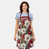  rustieke kerstbloemen bladeren Pattern Schort (Gedragen)