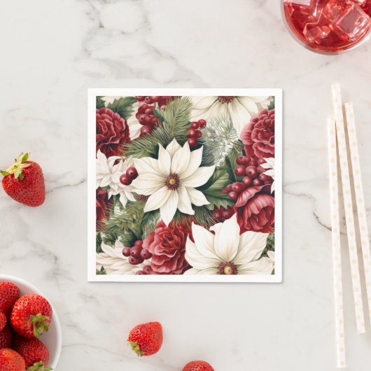  rustieke kerstbloemen bladeren Pattern Servet (Insitu)