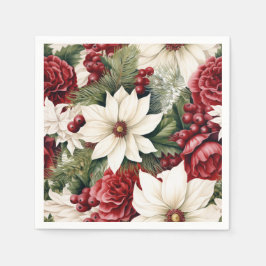  rustieke kerstbloemen bladeren Pattern Servet