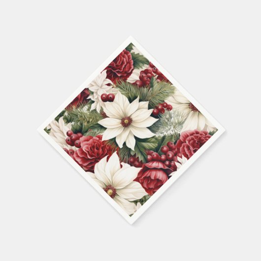rustieke kerstbloemen bladeren Pattern Servet (Hoek)