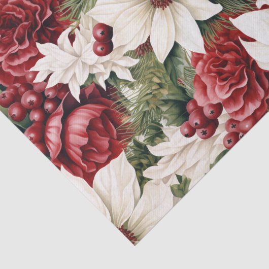  rustieke kerstbloemen bladeren Pattern Tissuepapier (Detail)