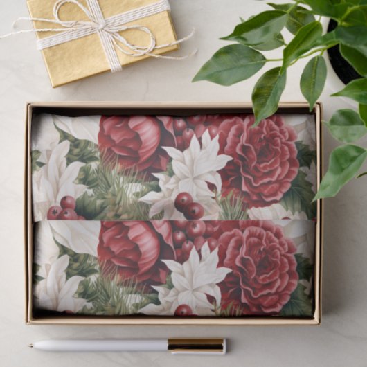  rustieke kerstbloemen bladeren Pattern Tissuepapier (Geschenk)