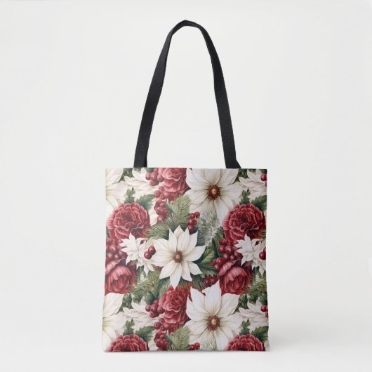  rustieke kerstbloemen bladeren Pattern Tote Bag (Voorkant)