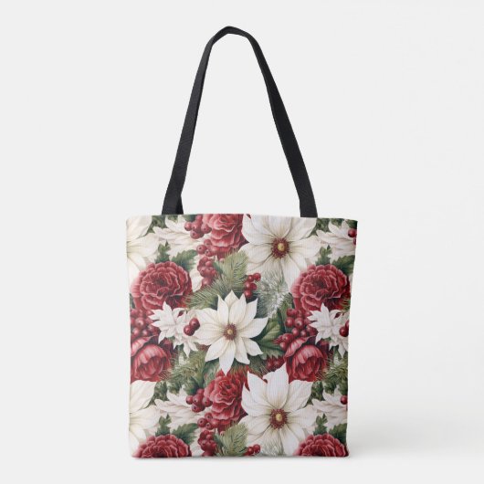  rustieke kerstbloemen bladeren Pattern Tote Bag (Achterkant)