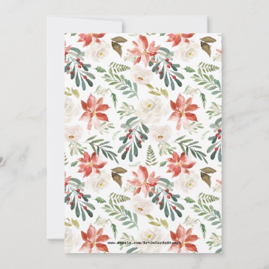 Rustieke Kerstbloemen Frame Feest Uitnodiging (Achterkant)