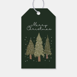 Rustieke kerstbomen cadeaulabel